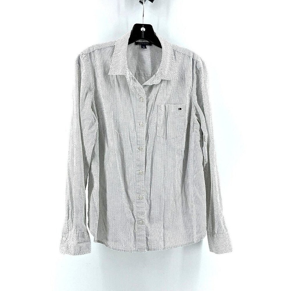 Tommy Hilfiger Women's Polka Dot Button Down Long Sleeve Fitted Shirt Size Small